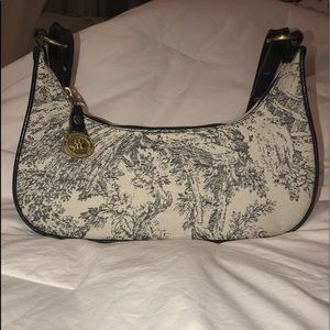 Brahmin canvas and leather baguette